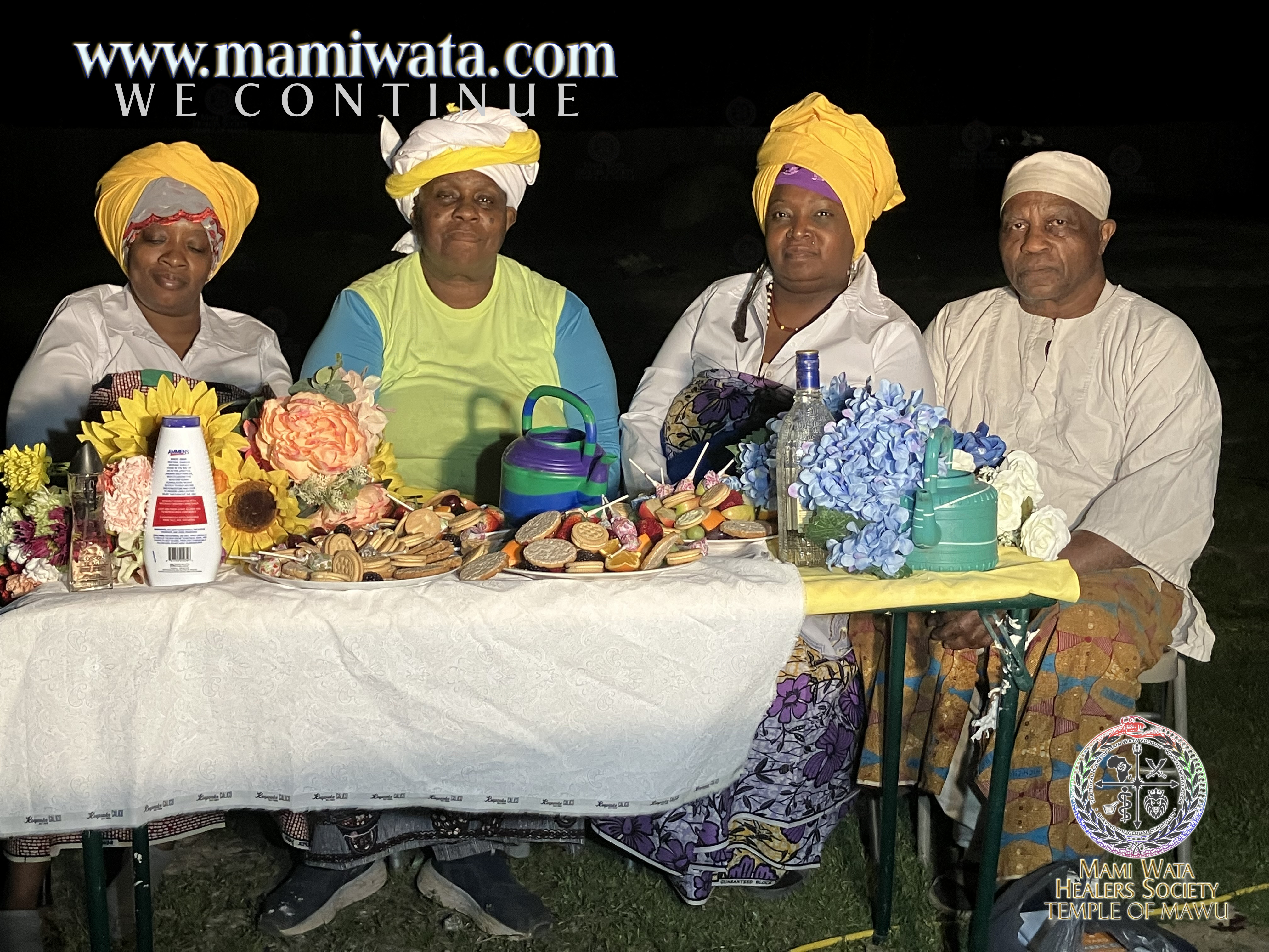 Chief Hounon Amengansie Mama Zodédé with elders, devotees and clients alike.